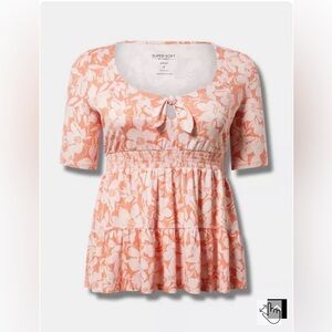 Torrid tie front babydoll top size 1X NWT!